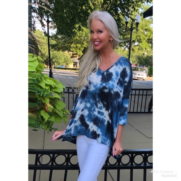 ❤️LAST 1! Navy Tie Dye Dolman Top! - Picture 5 of 9